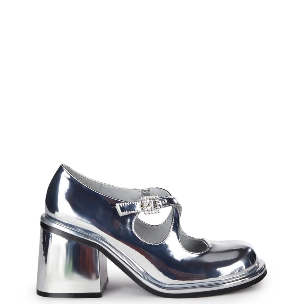 Dolls Kill Total Vengeance Mary Jane Heels – Silver, Size 8 – NEW - Picture 7 of 9